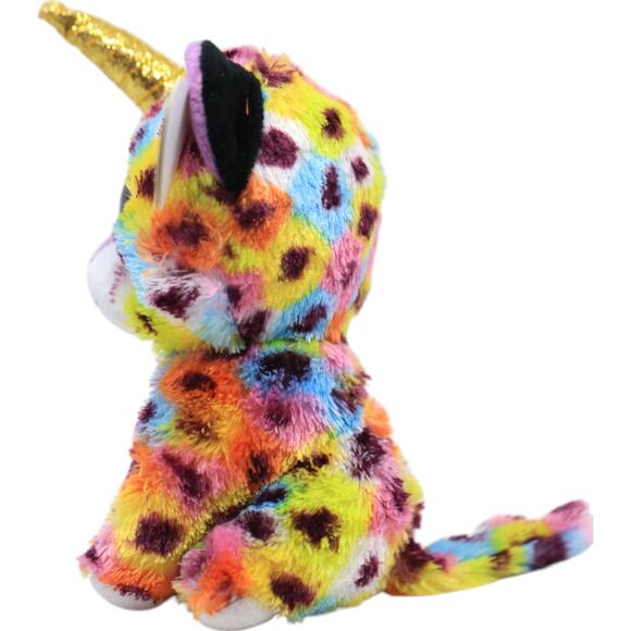 Ty Beanie Boo's Collection 2022 Giselle Spotted Rainbow Unicorn Stuffed Animal - Picture 3 of 9